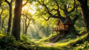Questa piccola casa sull’albero è un rifugio nella natura e un luogo per ispirarsi e scrivere